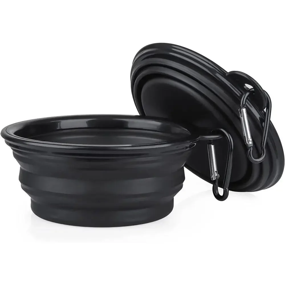 2 pcs PET TRAVEL BOWL FOR CATS AND DOGS IDEAL FOR TRAVEL Black Blue COLLAPSIBLE